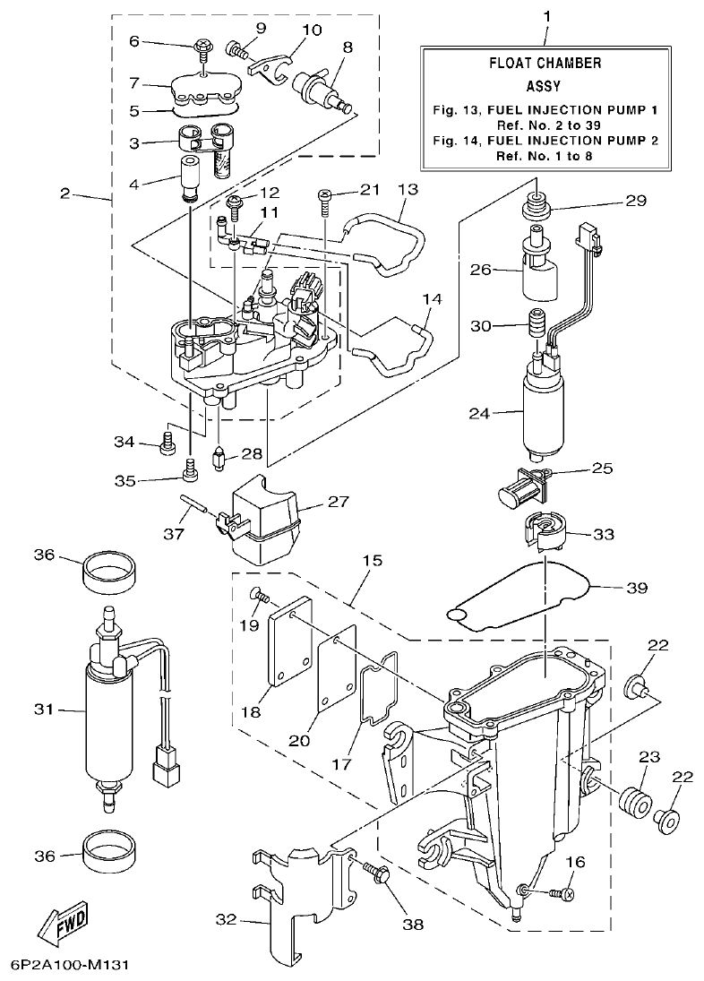 Yamaha F200CET, F225BET, FL200CET, FL225BET FUEL INJECTION PUMP 1 parts diagram